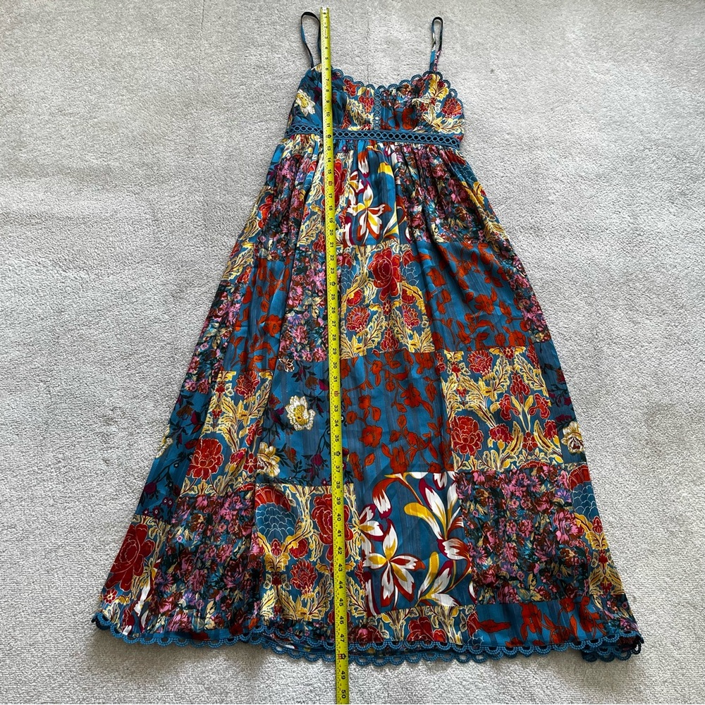 STELLAH NY FLORAL PATCH CAMI MIDI DRESS SIZE XS BOHO CHIC DATE FEMININE - Picture 12 of 13